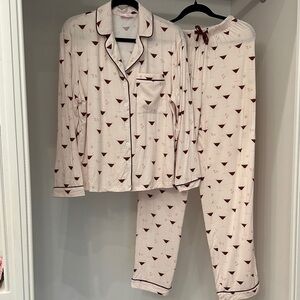 Pink Lily Cream and Brown Pajama Set